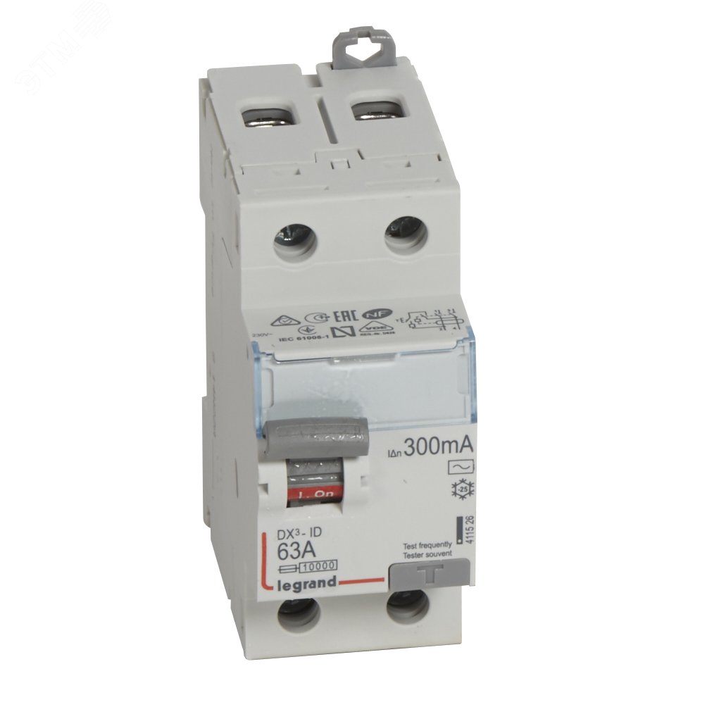 Выключатель дифференциального тока (УЗО) DX3 2П 63А 300мА-АC 411526 Legrand - превью 2