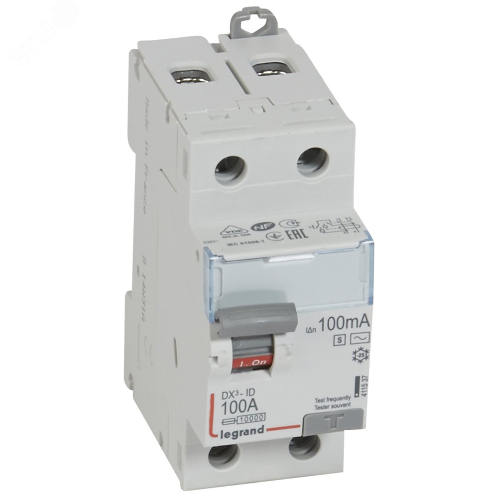 Выключатель дифференциального тока (УЗО) DX3 2П 100А 100мА-АC-S 411537 Legrand - превью 2