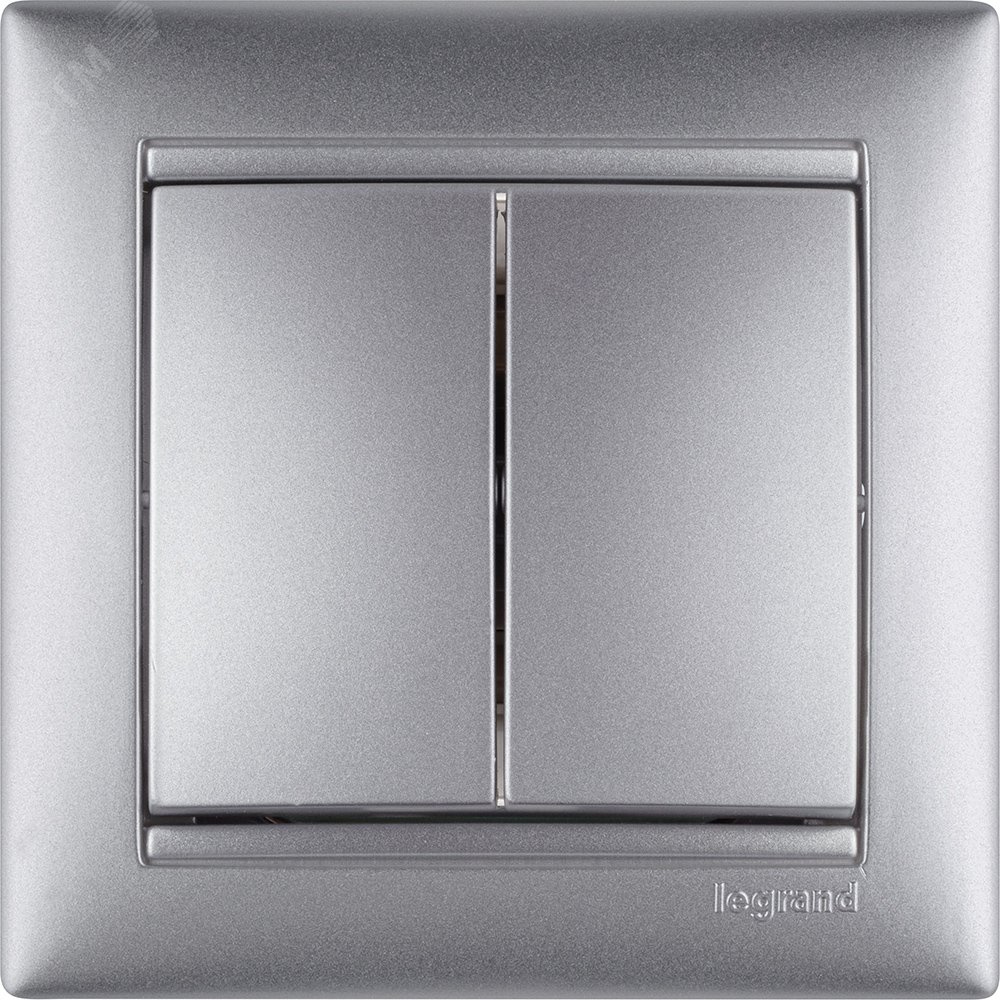 VALENA Выключатель двухклавишный в рамку алюминий 770105 Legrand - превью 11