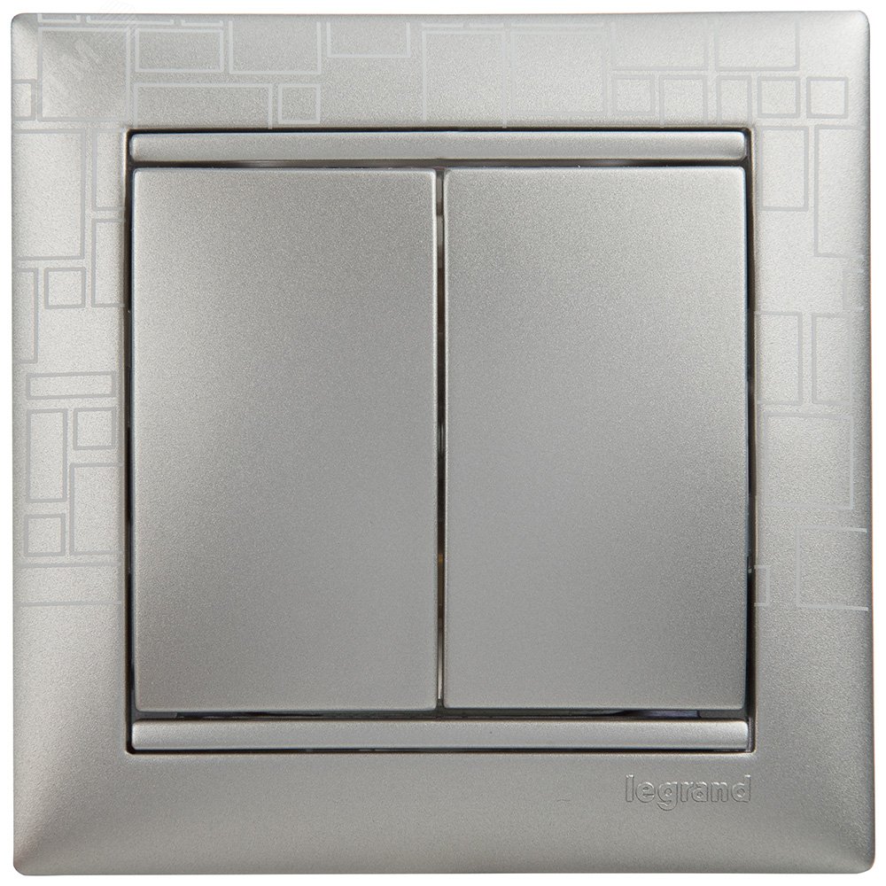 VALENA Выключатель двухклавишный в рамку алюминий 770105 Legrand - превью 13
