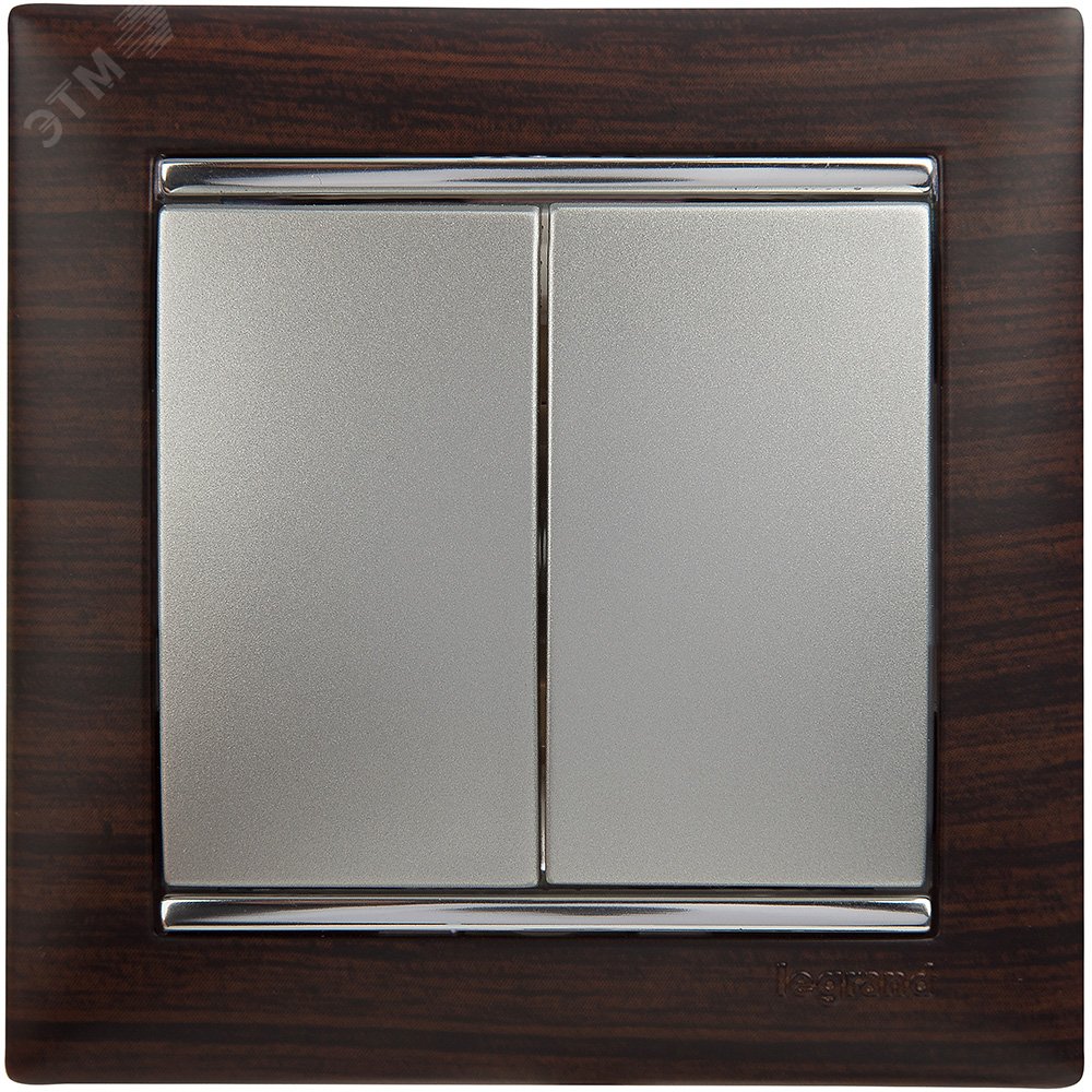 VALENA Выключатель двухклавишный в рамку алюминий 770105 Legrand - превью 14