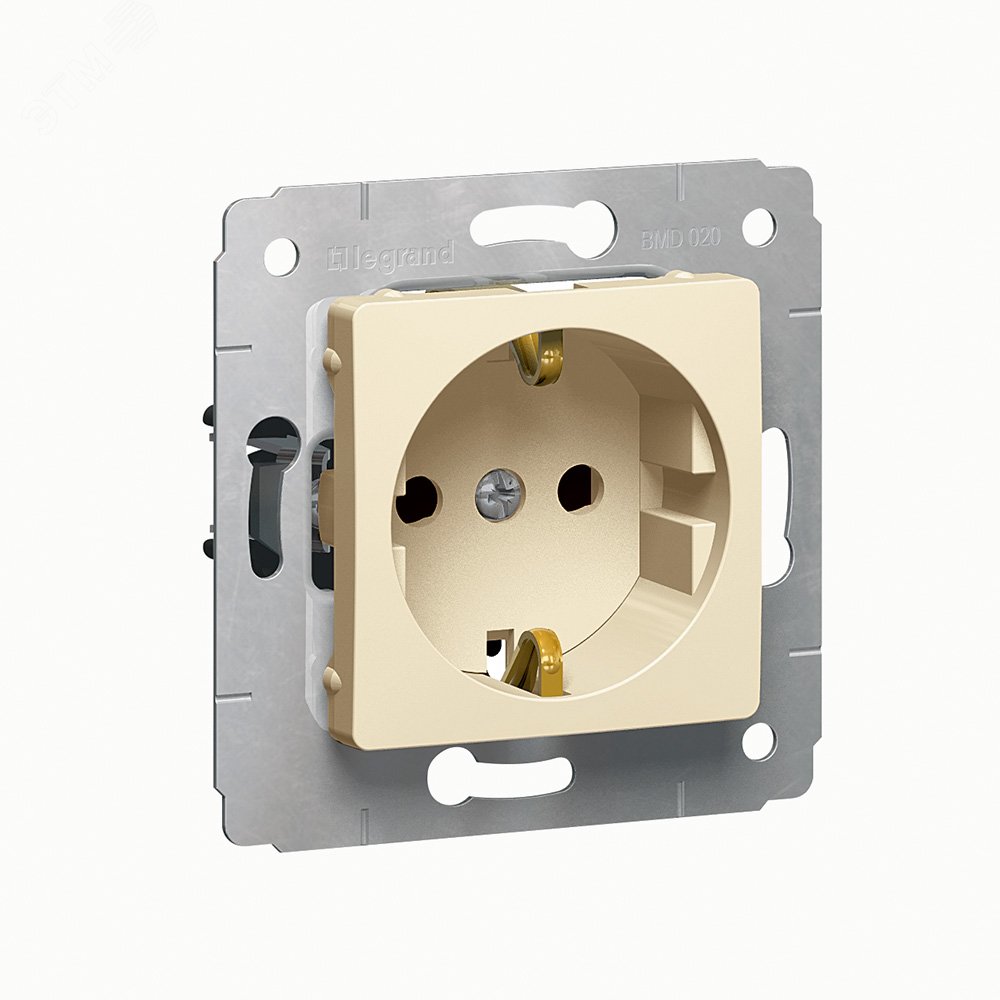 Изображение товара CARIVA Розетка с заземлением и шторками бежевый