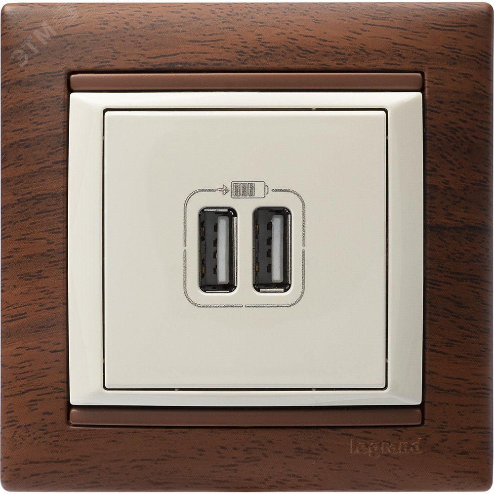 VALENA Розетка двойная USB слоновая кость артикул 774170 Legrand ...
