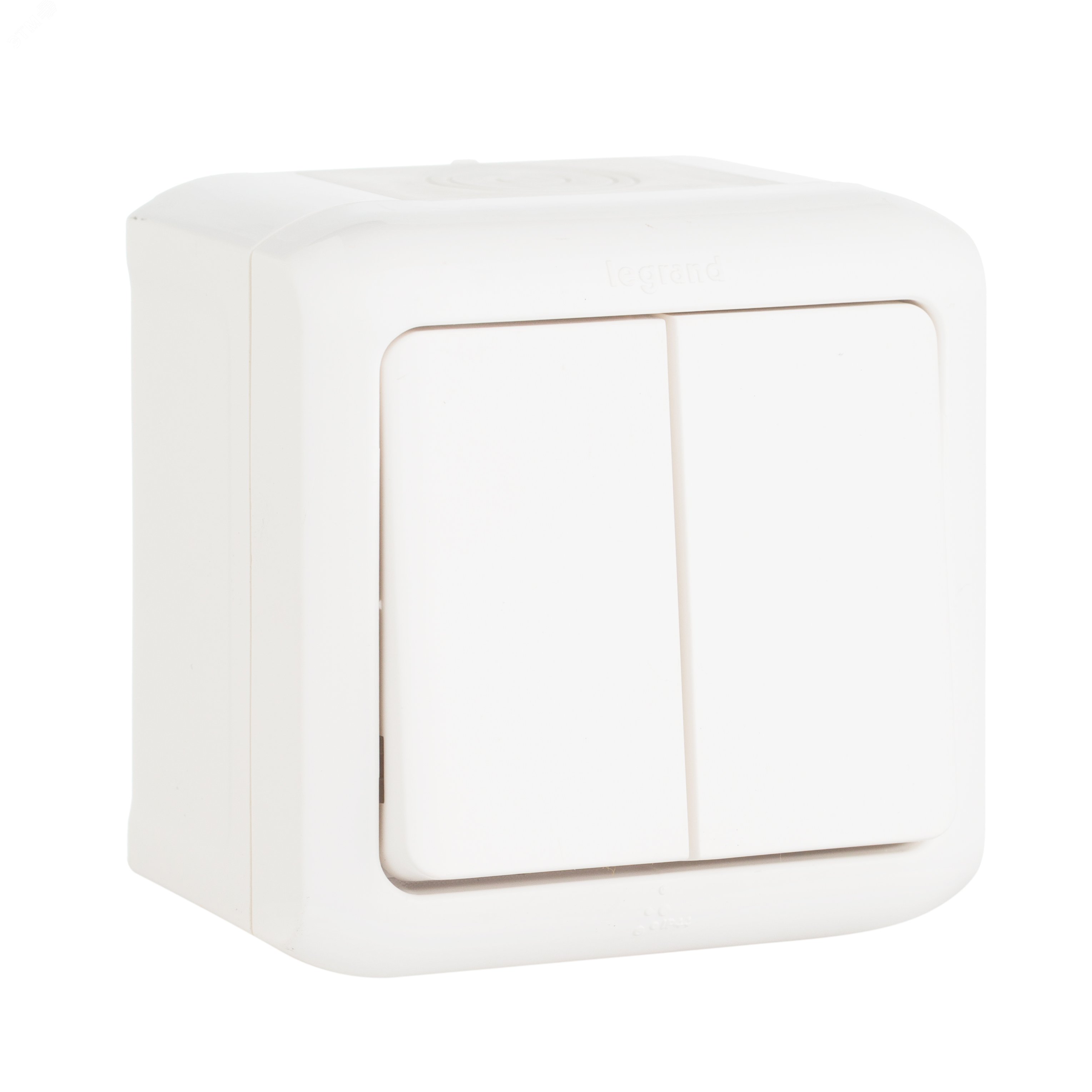 Изображение товара Выключатель двухклавишный наружный IP44 белый 10А Legrand/Daccord Quteo