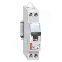 Выключатель автоматический двухполюсный 6А С DX 6кА (1 полюс+N) артикул ...