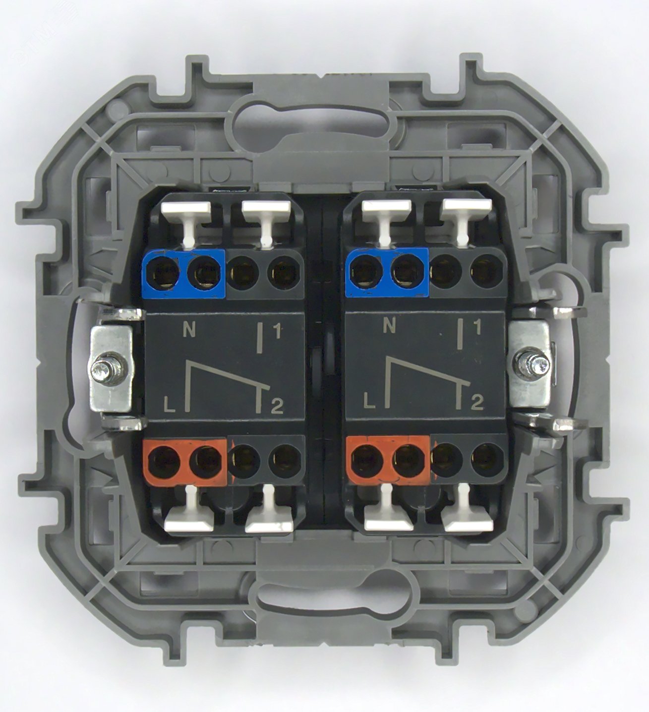 Переключатель модульный двухклавишный с подсветкой- INSPIRIA - 10 AX - 250 В~ - алюминий 673667 Legrand - превью