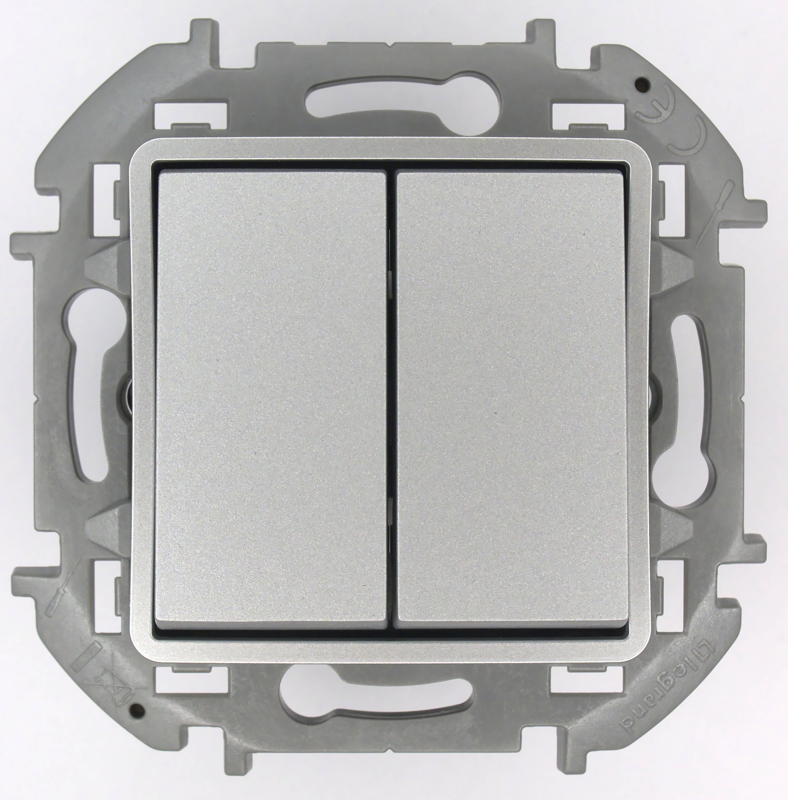 Переключатель модульный двухклавишный с подсветкой- INSPIRIA - 10 AX - 250 В~ - алюминий 673667 Legrand - превью 2