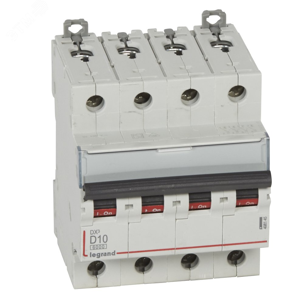 Выключатель автоматический четырехполюсный 10А D DX3 6kA/10kA 408145 Legrand - превью 2