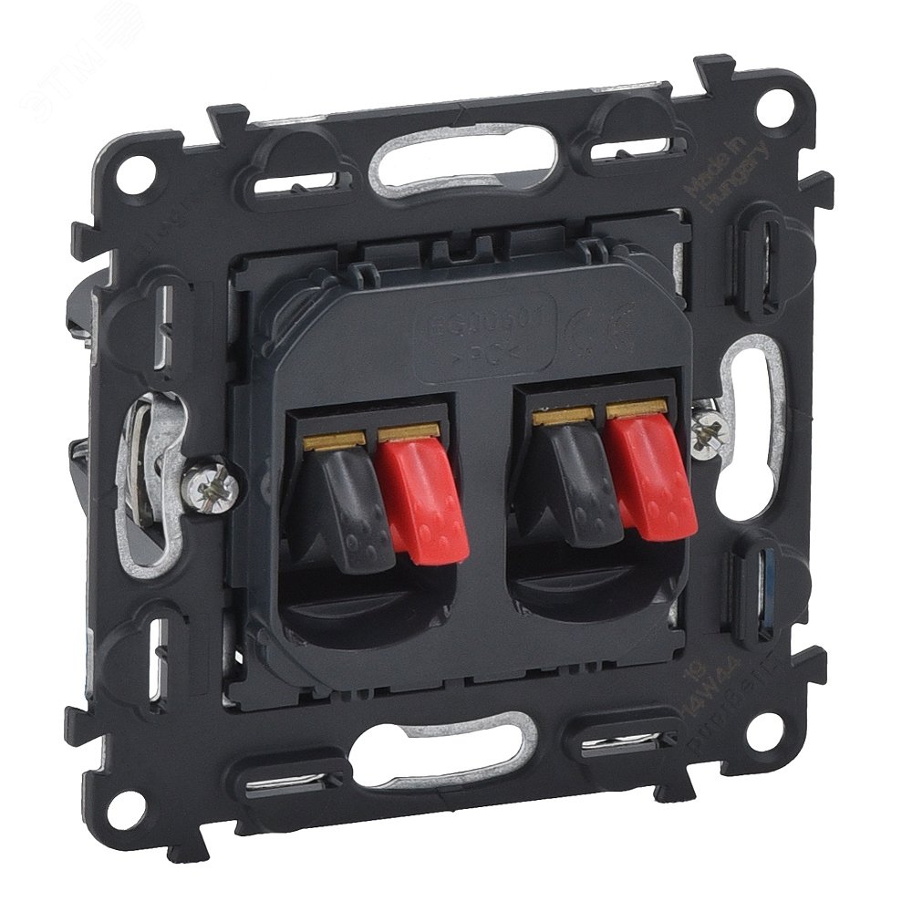 Изображение товара Двойная аудиорозетка Valena IN MATIC с пружинными зажимами, черная, скрытый монтаж