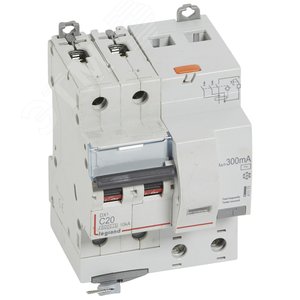 Выключатель автоматический дифференциального тока DX3 2П C20А 300MА-АC 4м