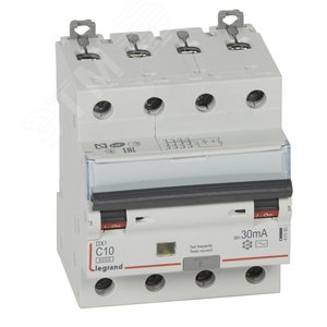 Выключатель автоматический дифференциального тока DX3 4П C10А 30MА-АC 411185 Legrand