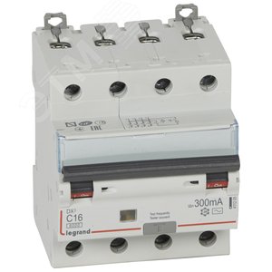 Выключатель автоматический дифференциального тока DX3 4П C16А 300MА-АC