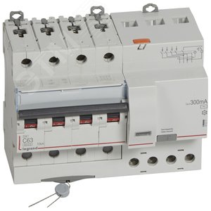 Выключатель автоматический дифференциального тока DX3 4П C63А 300MА-АC 7м