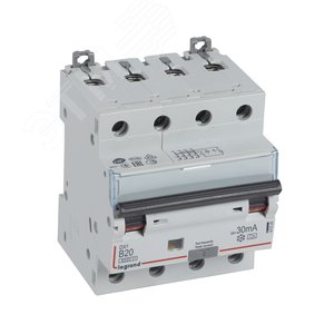 Выключатель автоматический дифференциального тока DX3 B20А 4П 30mА-А