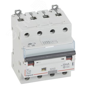 Выключатель автоматический дифференциального тока DX3 4П C10А 30MА-А
