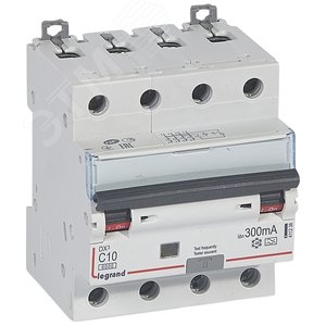 Выключатель автоматический дифференциального тока DX3 4П C10А 300MА-А