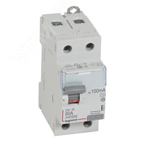 Выключатель дифференциального тока (УЗО) DX3 2П 80А 100мА-АC