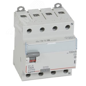 Выключатель дифференциального тока (УЗО) DX3 4П 100А А 100мА N справа
