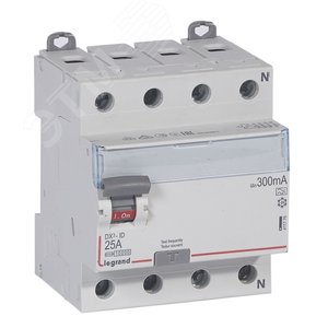 Выключатель дифференциального тока (УЗО) DX3 4П 25А А 300мА N справа