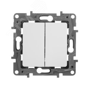 ETIKA Выключатель двухклавишный белый на безвинтовые зажимы 10АХ 672202 Legrand - 4