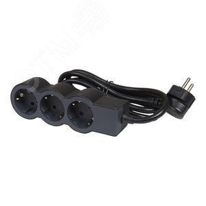 Удлинитель серии  Стандарт   3 x 2К+З с кабелем 1,5 м., цвет: черный