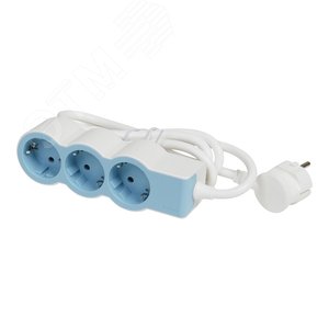 Удлинитель серии  Стандарт   3 x 2К+З с кабелем 1,5 м., цвет: бело-голубой