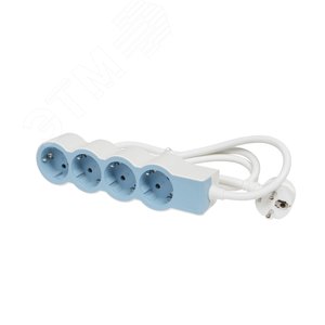Удлинитель серии  Стандарт   4 x 2К+З с кабелем 1,5 м., цвет: бело-голубой