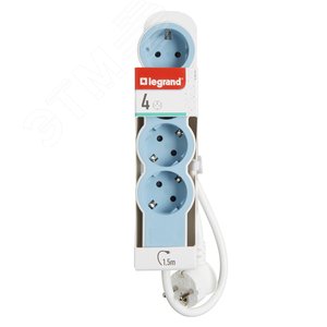 Удлинитель серии  Стандарт   4 x 2К+З с кабелем 1,5 м., цвет: бело-голубой 694554 Legrand - 2
