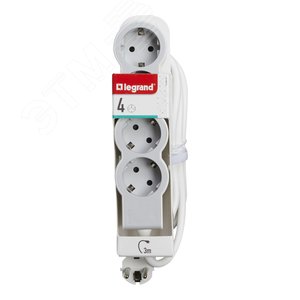 Удлинитель серии  Стандарт   4 x 2К+З с кабелем 3 м., цвет: бело-серый 694561 Legrand - 2