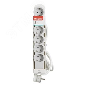 Удлинитель серии  Стандарт   6 x 2К+З с кабелем 3 м., цвет: бело-серый 694565 Legrand - 2