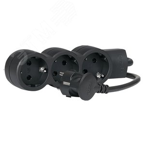 Удлинитель Стандарт 3 x 2К+З - с кабелем длиной 1,5 м черный