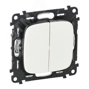 Valena ALLURE Переключатель двухклавишный 10А 250В с лицевой панелью Безвинтовые зажимы Белый - фото 2