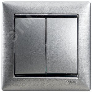VALENA Выключатель двухклавишный в рамку алюминий 770105 Legrand - 12
