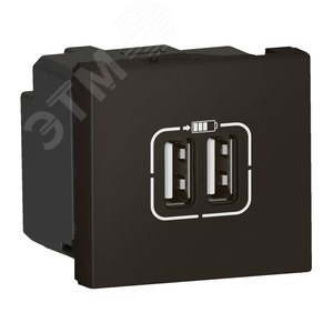 Розетка USB А+А для зарядки двойная Mosaic 2 модуля - матовая черная 079194L Legrand - 3