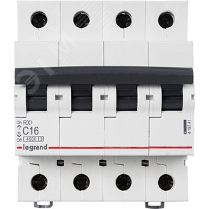 Выключатель автоматический четырехполюсный RX3 4,5 кА C 16 А 419741 Legrand