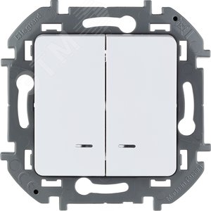 Выключатель двухклавишный с подсветкой/индикацией INSPIRIA 10 AX 250 В~ белый