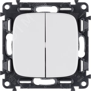 Valena ALLURE Переключатель двухклавишный 10А 250В с лицевой панелью Безвинтовые зажимы Белый - фото 1