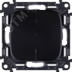 Изображение товара Valena ALLURE Выключатель двухклавишный 10А 250В с лицевой панелью Безвинтовые зажимы Антрацит (шт)