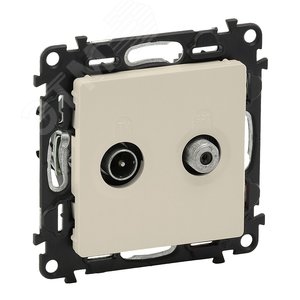 Изображение товара Valena LIFE Розетка проходная TV-SAT 1.5дБ/14дБ 5-862МГц/950-2400 МГц с лицевой панелью слоновая кость (шт)