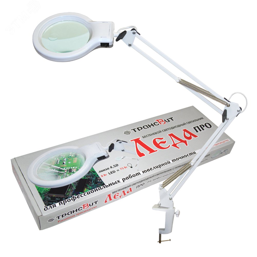 Светильник светодиодный Леда С20 про (на струбцине,с увеличительной линзой 4,5D)LED,8Вт 12717391 Трансвит - превью 6