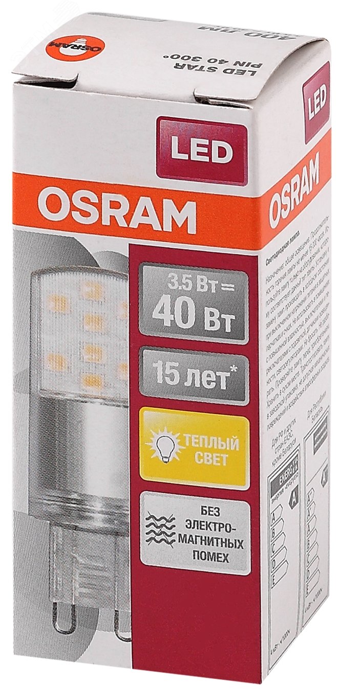 Лампа светодиодная LED 3,5Вт G9 STAR PIN40 (замена 40Вт), теплый белый свет Osram 4058075315822 LEDVANCE - превью 4