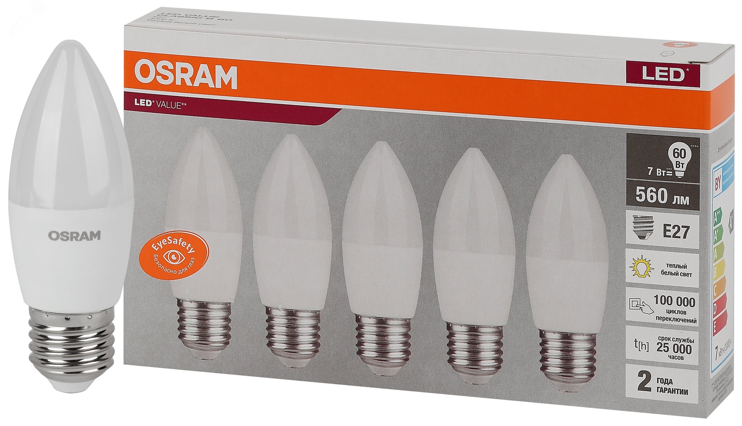 Изображение товара Светодиодная лампа OSRAM LED Value B 7 Вт E27 560 Лм 3000К