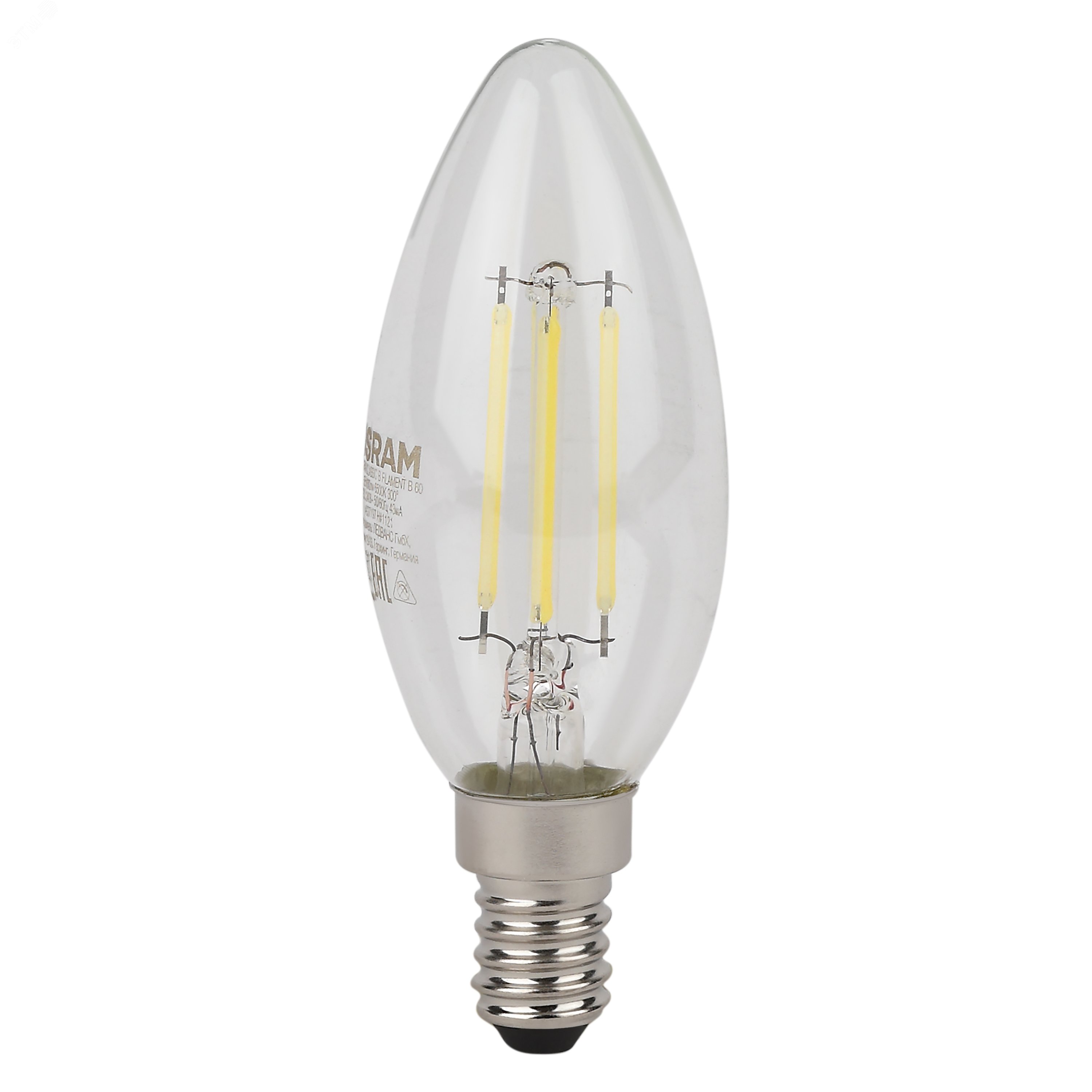 Лампа светодиодная филаментная LED Star Свеча 5Вт (замена 60Вт), 600Лм, 4000К, цоколь E14 OSRAM 4058075684782 LEDVANCE - превью 3