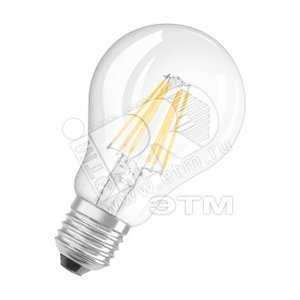 Лампа светодиодная LED 6вт Е27 теплый прозрачная FILAMENT Osram