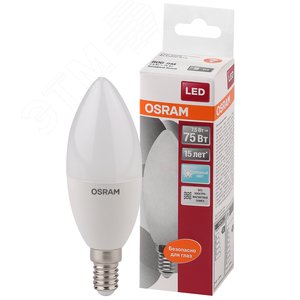 Лампа светодиодная LED 8Вт E14 CLB75 белый, матов.свеча OSRAM