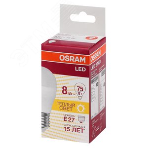 Лампа светодиодная LED 8Вт E27 CLP75 тепло-бел, матов.шар OSRAM 4058075210868 LEDVANCE - 3