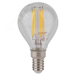 Лампа светодиодная LED 5Вт E14 CLP60 тепло-бел, Filament прозр.шар OSRAM 4058075212459 LEDVANCE - 2