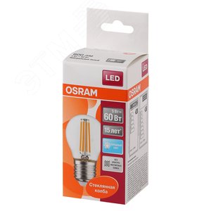 Лампа светодиодная LED 5Вт E27 CLP60 белый, Filament прозр.шар OSRAM 4058075212541 LEDVANCE - 3