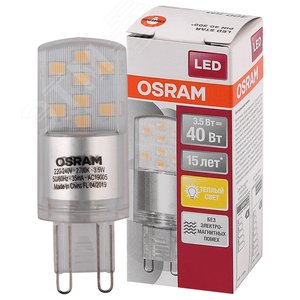 Лампа светодиодная LED 3,5Вт G9 STAR PIN40 (замена 40Вт), теплый белый свет Osram