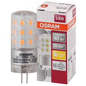 Лампа светодиодная LED 3,5Вт G4 12V STAR PIN40 (замена 40Вт), теплый, прозр. Osram